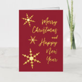 Goldene Schneeflocken Weihnachten Glücklich Neues  (Vorderseite)