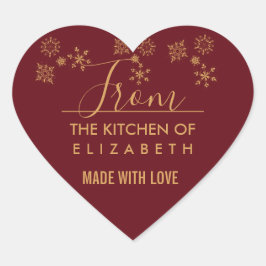 Goldene Schneeflocken Weihnachten Herz-Aufkleber