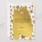 Goldene Schneeflocken Weihnachten Hochzeit Dankeskarte (Rückseite)