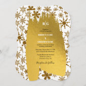 Goldene Schneeflocken Weihnachten Hochzeit Einladung (Vorne/Hinten)