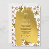 Goldene Schneeflocken Weihnachten Hochzeit Einladung (Vorderseite)