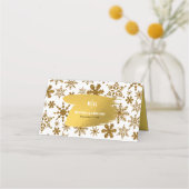 Goldene Schneeflocken Weihnachten Hochzeit Platzkarte (Rückseite)