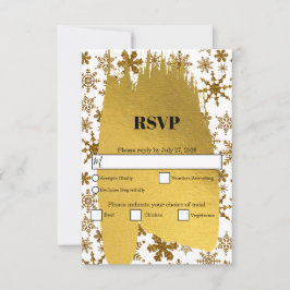Goldene Schneeflocken Weihnachten Hochzeit RSVP Karte