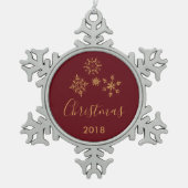 Goldene Schneeflocken Weihnachten Schneeflocken Zinn-Ornament (Vorderseite)