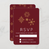 Goldene Schneeflocken Weihnachten UAWG RSVP Karte (Vorne/Hinten)