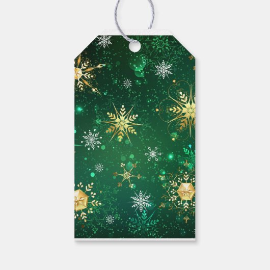 Goldene Schneeflocken Weihnachten Weihnachten Geschenkanhänger (Rückseite)