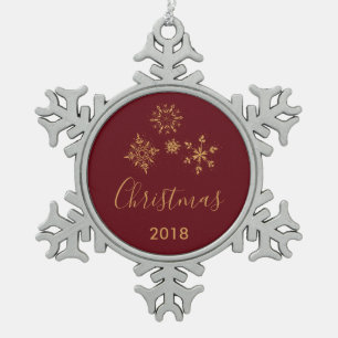 Goldene Schneeflocken Weihnachten Zinn-Ornament