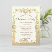 Goldene Schneeflocken Weihnachts-Party Einladung (Stehend Vorderseite)