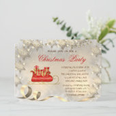 Goldene Schneeflocken, Weihnachts-Schlitten-Party Einladung (Stehend Vorderseite)