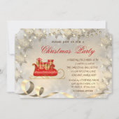 Goldene Schneeflocken, Weihnachts-Schlitten-Party Einladung (Vorderseite)