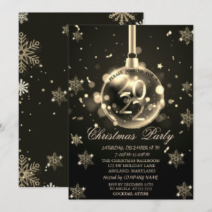 Goldene Schneeflocken, Weihnachtsball 2022 Party Einladung