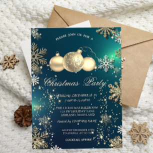 Goldene Schneeflocken, Weihnachtsbälle Firmenparty Einladung