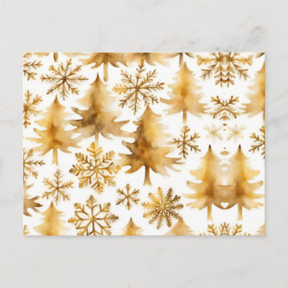 Goldene Schneeflocken Weihnachtsbäume Postkarte