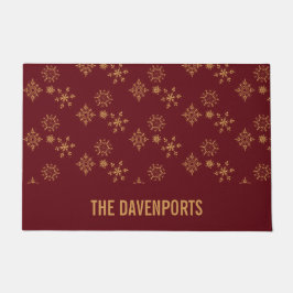 Goldene Schneeflocken Weihnachtsmuster Fußmatte