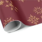 Goldene Schneeflocken Weihnachtsmuster Geschenkpapier (Rolleneckpunkt)