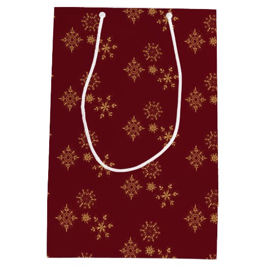 Goldene Schneeflocken Weihnachtsmuster Mittlere Geschenktüte (Rückseite)