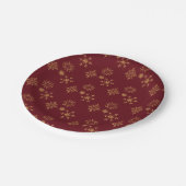 Goldene Schneeflocken Weihnachtsmuster Pappteller (Schrägansicht)