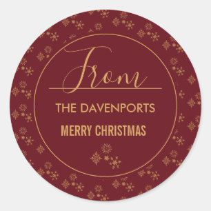 Goldene Schneeflocken Weihnachtsmuster Runder Aufkleber