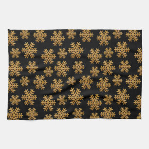 Goldene Schneeflocken Winter Frohe Weihnachten Wei Geschirrtuch