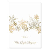 Goldene Schneeflocken Winter Hochzeit Elegante Pla Tischnummer (Vorderseite)