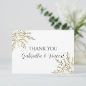 Goldene Schneeflocken Winterhochzeit Danke (Stehend Vorderseite)