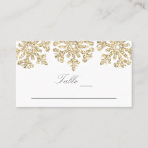 Goldene Schneeflocken Winterhochzeit Platzkarte