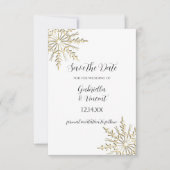 Goldene Schneeflocken Winterhochzeit Save the Date (Vorderseite)