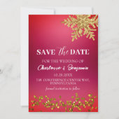Goldene Schneeflocken Winterhochzeit Save the Date (Vorderseite)