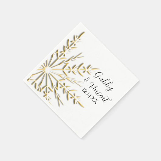 Goldene Schneeflocken Winterhochzeit Serviette (Ecke)