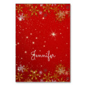 Goldene Schneeflocken Zentimeter Weihnachtsfeierta Tischnummer (Vorderseite)