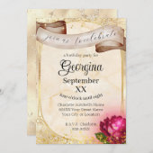 Goldene Schönheit und Vintage Märchen Einladung (Vorne/Hinten)