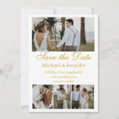 Goldene Schrift 4 Fotos Collage boho Save the Date Einladung (Vorderseite)