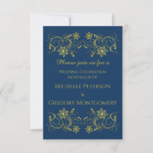 Goldene Schrift auf Atlantic Blue & Filigree Weddi
