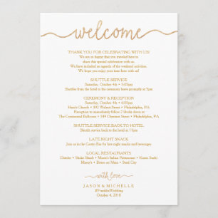 Goldene Schrift Hochzeitsablauf - Hochzeitsbegrüßu Programm