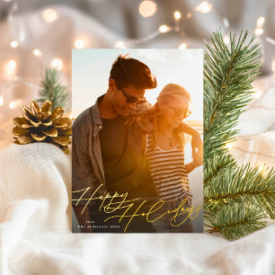 Goldene Schrift Kalligrafie Frohe Weihnachten Foto Folien Feiertagskarte