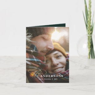 Goldene Schrift karierter Backer 1 Foto Weihnachte Feiertagskarte