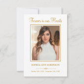 Goldene Schrift Modernes Beerdigungsgebet zum Foto Karte (Vorderseite)