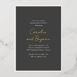 Goldene Schrift Namen Soft Black Verlobungsfeier Folieneinladung