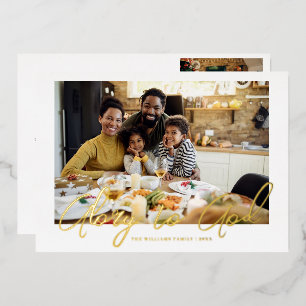 Goldene Schrift Ruhm zum Weihnachtsfeiertag-Foto Folien Feiertagskarte