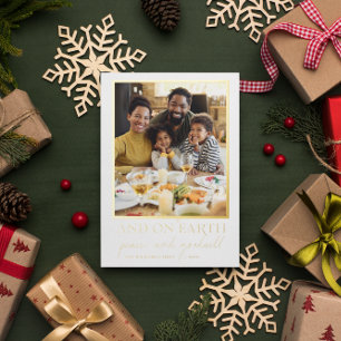 Goldene Schrift Ruhm zum Weihnachtsfeiertag-Foto Folien Feiertagskarte