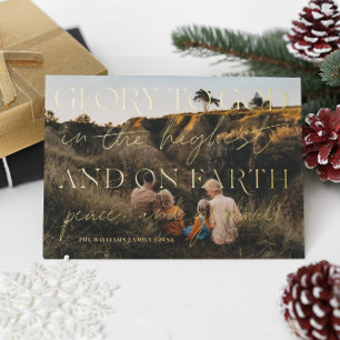 Goldene Schrift Ruhm zum Weihnachtsfeiertag-Foto Folien Feiertagskarte