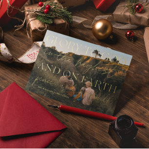 Goldene Schrift Ruhm zum Weihnachtsfeiertag-Foto Folien Feiertagskarte