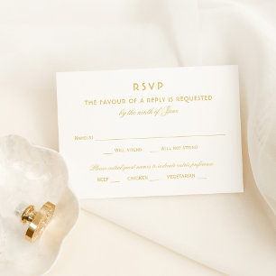 Goldene Schrift-Typografie Mahlzeiten-Auswahl RSVP Karte