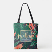 Goldene Schrift und tropisches Blumengesteck Schön Tasche (Rückseite)