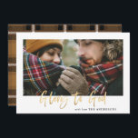 Goldene Schrift zum guten Senf-Tartan-Foto Feiertagskarte<br><div class="desc">Gold Effekt Stilvolle Drehbuch frohe Weihnachten mit der Koordinierung Senf Karo Tartan Backer Design. Platz für ein Single Foto Design.</div>