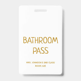 Goldene Schrift zurück zum Schulbad Hall Pass Ausweis