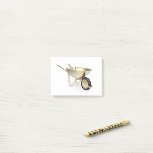 Goldene Schubkarre Post-it Klebezettel (Auf Schreibtisch)