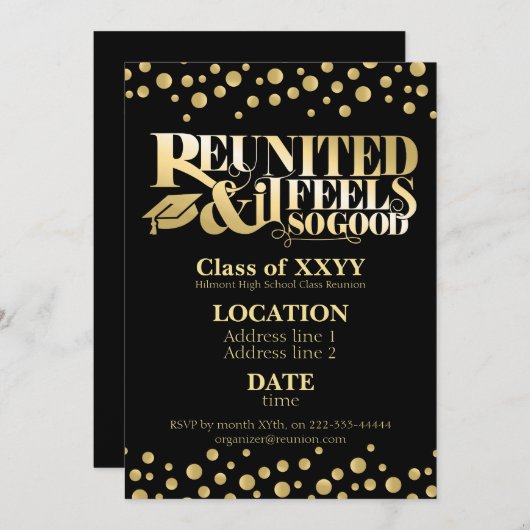 Goldene Schule Wiedersehen-Einladung Einladung (Vorne/Hinten)