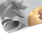 goldene Schutzschilde, silberne Blitzschrauben Geschenkpapier (Rolleneckpunkt)