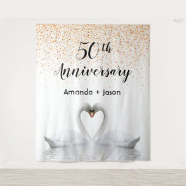 Goldene Schwäne aus dem 50. Jubiläum in Liebe Wandteppich